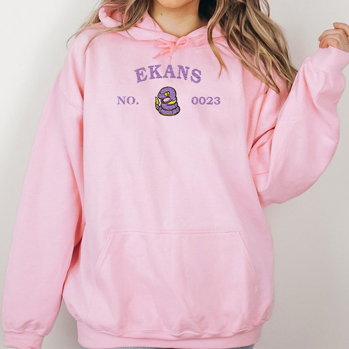 Ekans-Q. Adorable Pokémon Anime-Themed Embroidered T-Shirt,Crewneck,Hoodie-Trendy Versatile and a Thoughtful Gift for Friends,ICE-1257