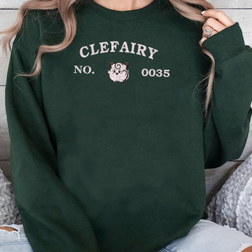 Clefairy-Q. Adorable Pokémon Anime-Themed Embroidered T-Shirt,Crewneck,Hoodie-Trendy Versatile and a Thoughtful Gift for Friends,ICE-1253