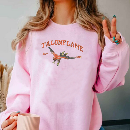 Talonflame Adorable Pokémon Anime-Themed Embroidered T-Shirt,Crewneck,Hoodie-Trendy Versatile and a Thoughtful Gift for Friends,ICE-1026