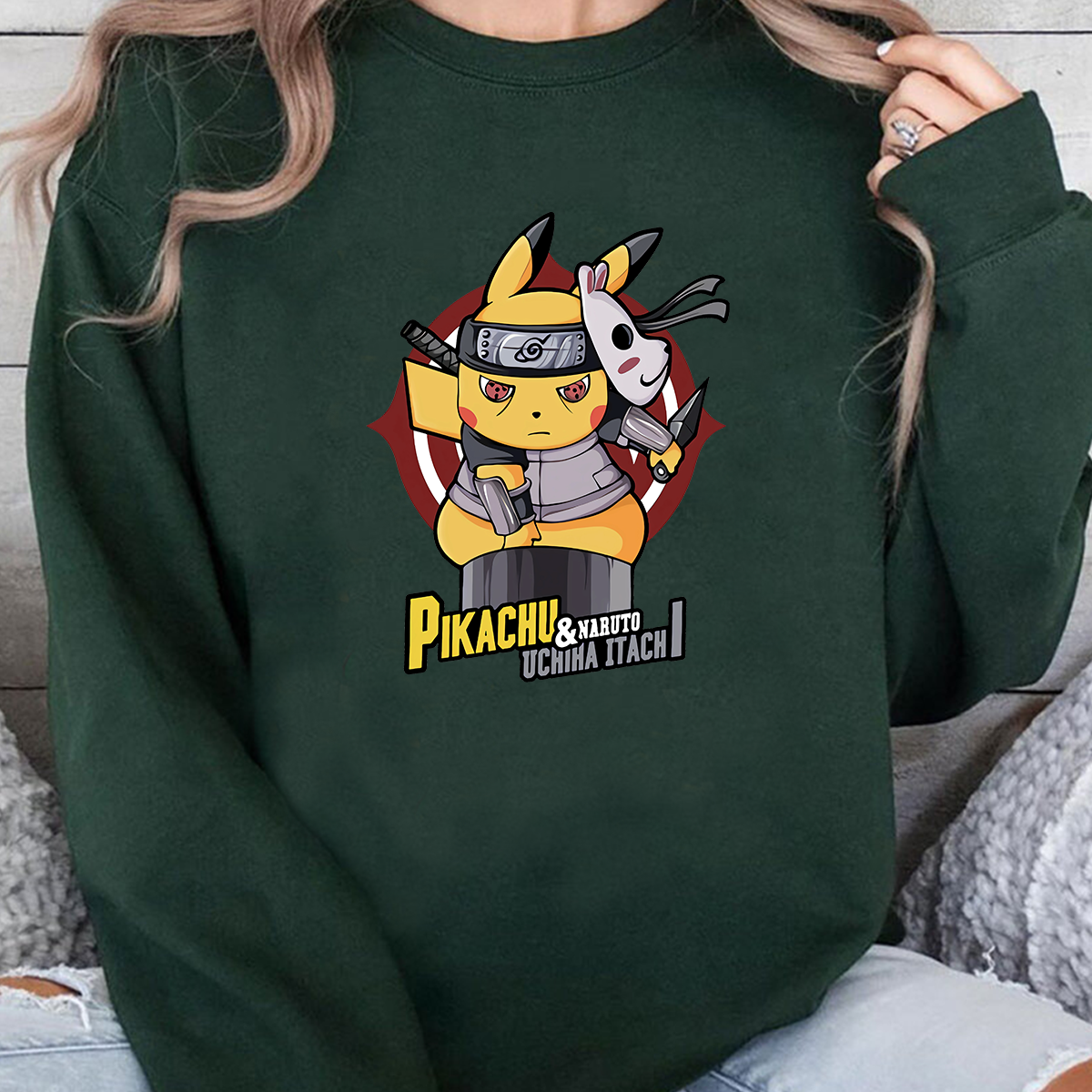 Pikachu And Naruto Uchiha Itachi Pokémon Unisex T-Shirt,Crewneck,Hoodie,TS-C-991