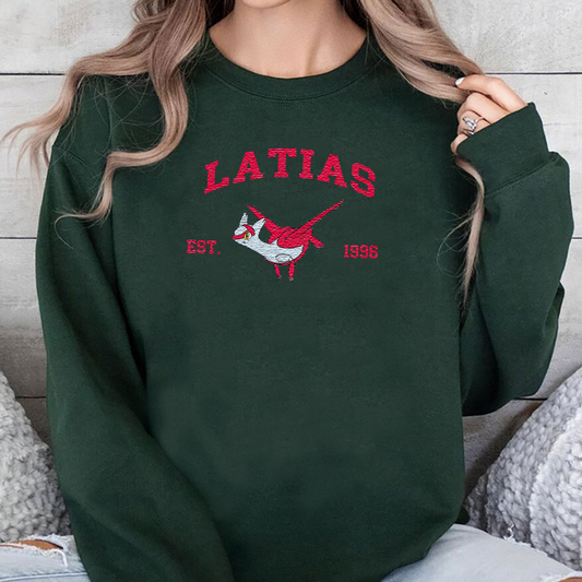 Latias Adorable Pokémon Anime-Themed Embroidered T-Shirt,Crewneck,Hoodie-Trendy Versatile and a Thoughtful Gift for Friends,ICE-1072