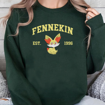 Fennekin Adorable Pokémon Anime-Themed Embroidered T-Shirt,Crewneck,Hoodie-Trendy Versatile and a Thoughtful Gift for Friends,ICE-1061