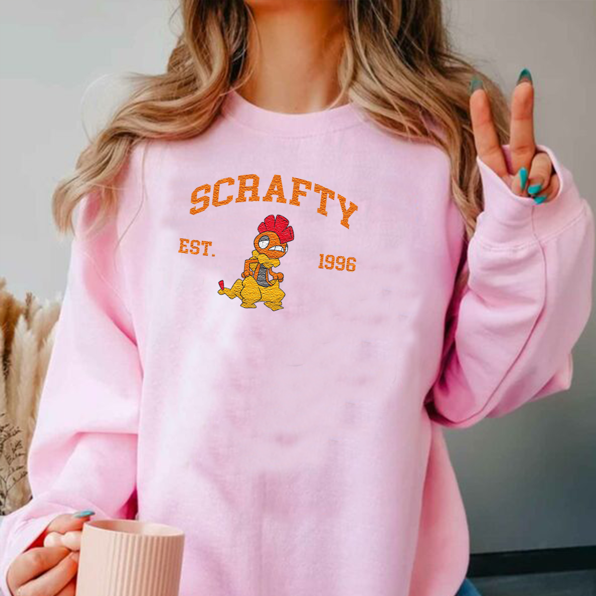 Scrafty Adorable Pokémon Anime-Themed Embroidered T-Shirt,Crewneck,Hoodie-Trendy Versatile and a Thoughtful Gift for Friends,ICE-1085
