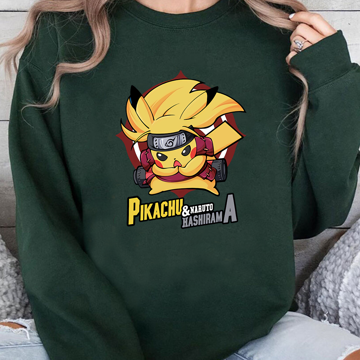 Pikachu And Naruto Hashirama Pokémon Anime Unisex T-Shirt,Crewneck,Hoodie,TS-C-997