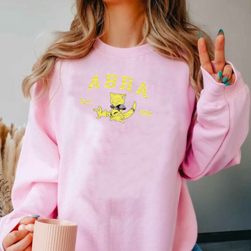 Abra Adorable Pokémon Anime-Themed Embroidered T-Shirt,Crewneck,Hoodie-Trendy Versatile and a Thoughtful Gift for Friends,ICE-1121