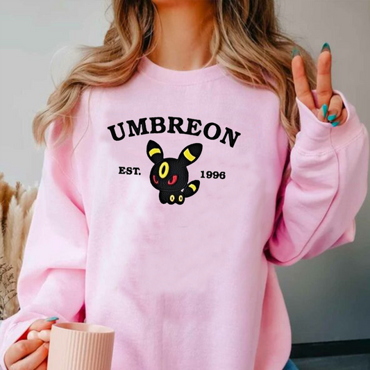 Umbreon-Q. Adorable Pokémon Anime-Themed Embroidered T-Shirt,Crewneck,Hoodie-Trendy Versatile and a Thoughtful Gift for Friends,ICE-913
