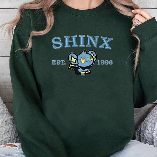 Shinx-Q. Adorable Pokémon Anime-Themed Embroidered T-Shirt,Crewneck,Hoodie-Trendy Versatile and a Thoughtful Gift for Friends,ICE-941