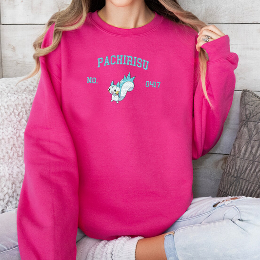 Pachirisu Adorable Pokémon Anime-Themed Embroidered T-Shirt,Crewneck,Hoodie-Trendy Versatile and a Thoughtful Gift for Friends,ICE-1711
