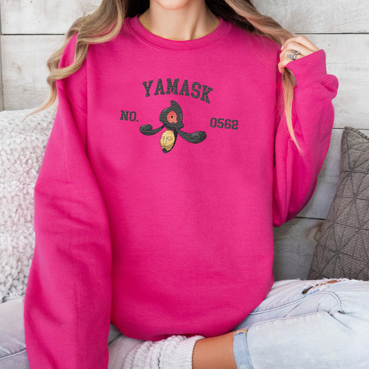 Yamask Adorable Pokémon Anime-Themed Embroidered T-Shirt,Crewneck,Hoodie-Trendy Versatile and a Thoughtful Gift for Friends,ICE-1584
