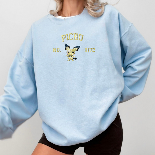 Magikarp, bezauberndes Pokémon-T-Shirt mit Anime-Motiv, bestickt, Rundhalsausschnitt, Kapuzenpullover, trendig, vielseitig und ein aufmerksames Geschenk für Freunde, ICE-898