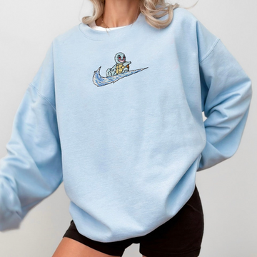 Squirtle Adorable Pokémon Anime-Themed Embroidered T-Shirt,Crewneck,Hoodie-Trendy Versatile and a Thoughtful Gift for Friends,ICE-1352