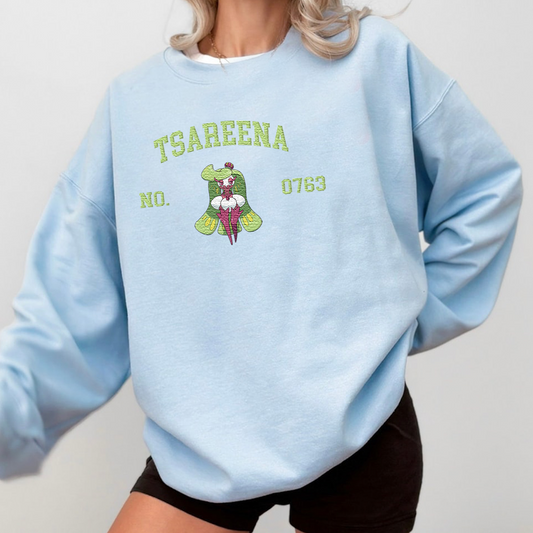 Tsareena Adorable Pokémon Anime-Themed Embroidered T-Shirt,Crewneck,Hoodie-Trendy Versatile and a Thoughtful Gift for Friends,ICE-1588