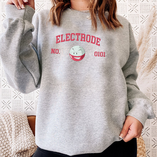 Electrode Adorable Pokémon Anime-Themed Embroidered T-Shirt,Crewneck,Hoodie-Trendy Versatile and a Thoughtful Gift for Friends,ICE-1609