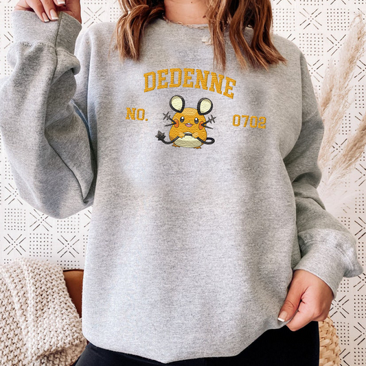 Dedenne Adorable Pokémon Anime-Themed Embroidered T-Shirt,Crewneck,Hoodie-Trendy Versatile and a Thoughtful Gift for Friends,ICE-1563