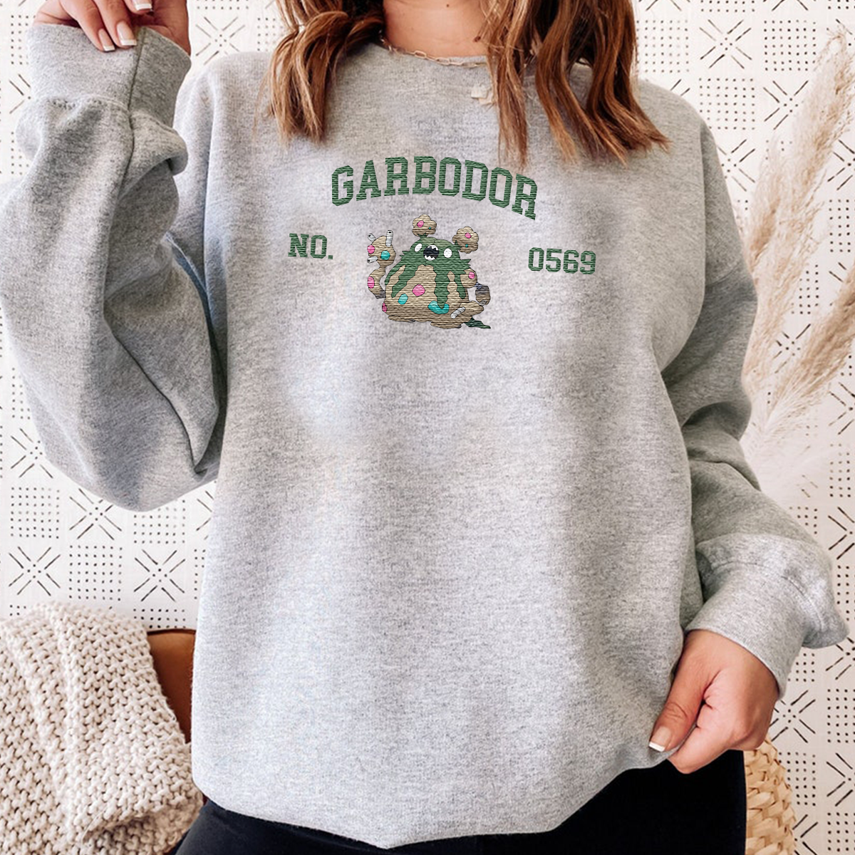 Garbodor Adorable Pokémon Anime-Themed Embroidered T-Shirt,Crewneck,Hoodie-Trendy Versatile and a Thoughtful Gift for Friends,ICE-1551