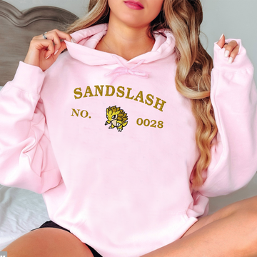 Sandslash-Q. Adorable Pokémon Anime-Themed Embroidered T-Shirt,Crewneck,Hoodie-Trendy Versatile and a Thoughtful Gift for Friends,ICE-1266