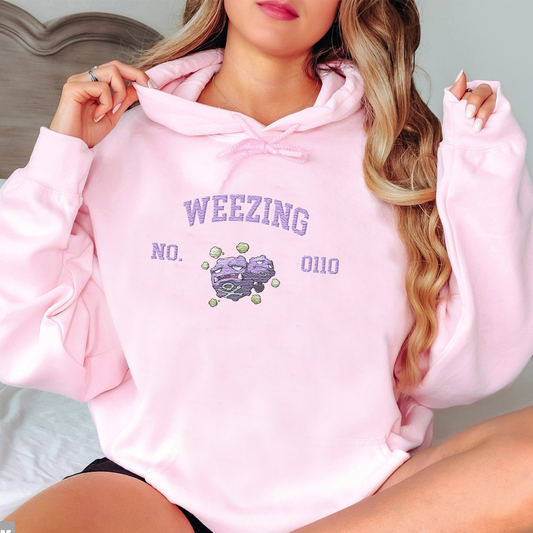 Weezing Adorable Pokémon Anime-Themed Embroidered T-Shirt,Crewneck,Hoodie-Trendy Versatile and a Thoughtful Gift for Friends,ICE-1615