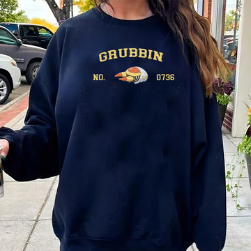 Grubbin Adorable Pokémon Anime-Themed Embroidered T-Shirt,Crewneck,Hoodie-Trendy Versatile and a Thoughtful Gift for Friends,ICE-1289