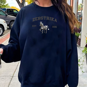 Zebstrika Adorable Pokémon Anime-Themed Embroidered T-Shirt,Crewneck,Hoodie-Trendy Versatile and a Thoughtful Gift for Friends,ICE-1223