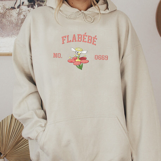 Flabebe Adorable Pokémon Anime-Themed Embroidered T-Shirt,Crewneck,Hoodie-Trendy Versatile and a Thoughtful Gift for Friends,ICE-1642