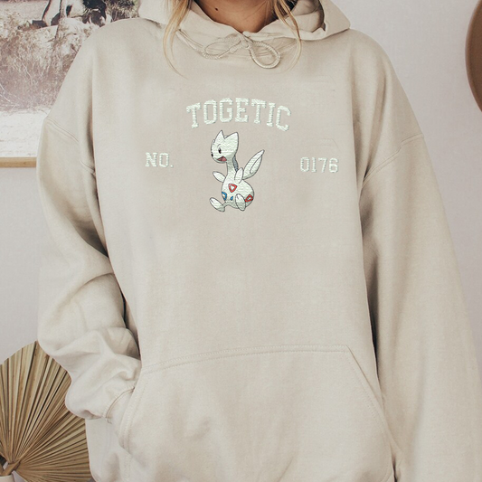 Togetic Adorable Pokémon Anime-Themed Embroidered T-Shirt,Crewneck,Hoodie-Trendy Versatile and a Thoughtful Gift for Friends,ICE-1624