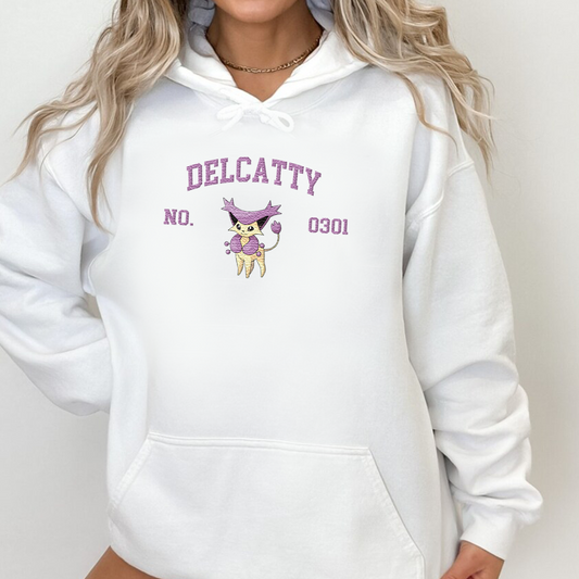 Delcatty Adorable Pokémon Anime-Themed Embroidered T-Shirt,Crewneck,Hoodie-Trendy Versatile and a Thoughtful Gift for Friends,ICE-1589