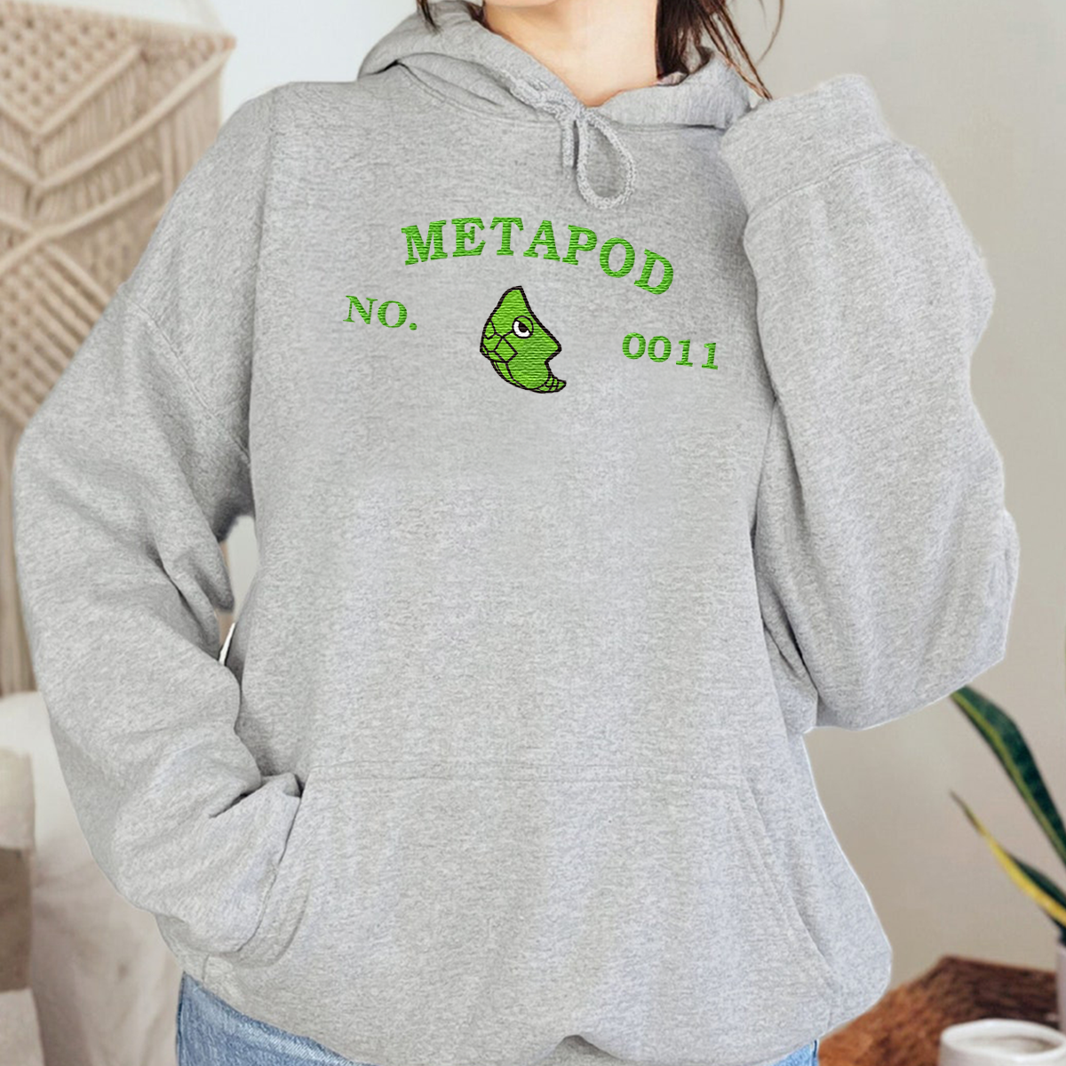 Metapod-Q. Adorable Pokémon Anime-Themed Embroidered T-Shirt,Crewneck,Hoodie-Trendy Versatile and a Thoughtful Gift for Friends,ICE-1245