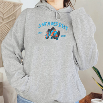 Swampert Adorable Pokémon Anime-Themed Embroidered T-Shirt,Crewneck,Hoodie-Trendy Versatile and a Thoughtful Gift for Friends,ICE-1003
