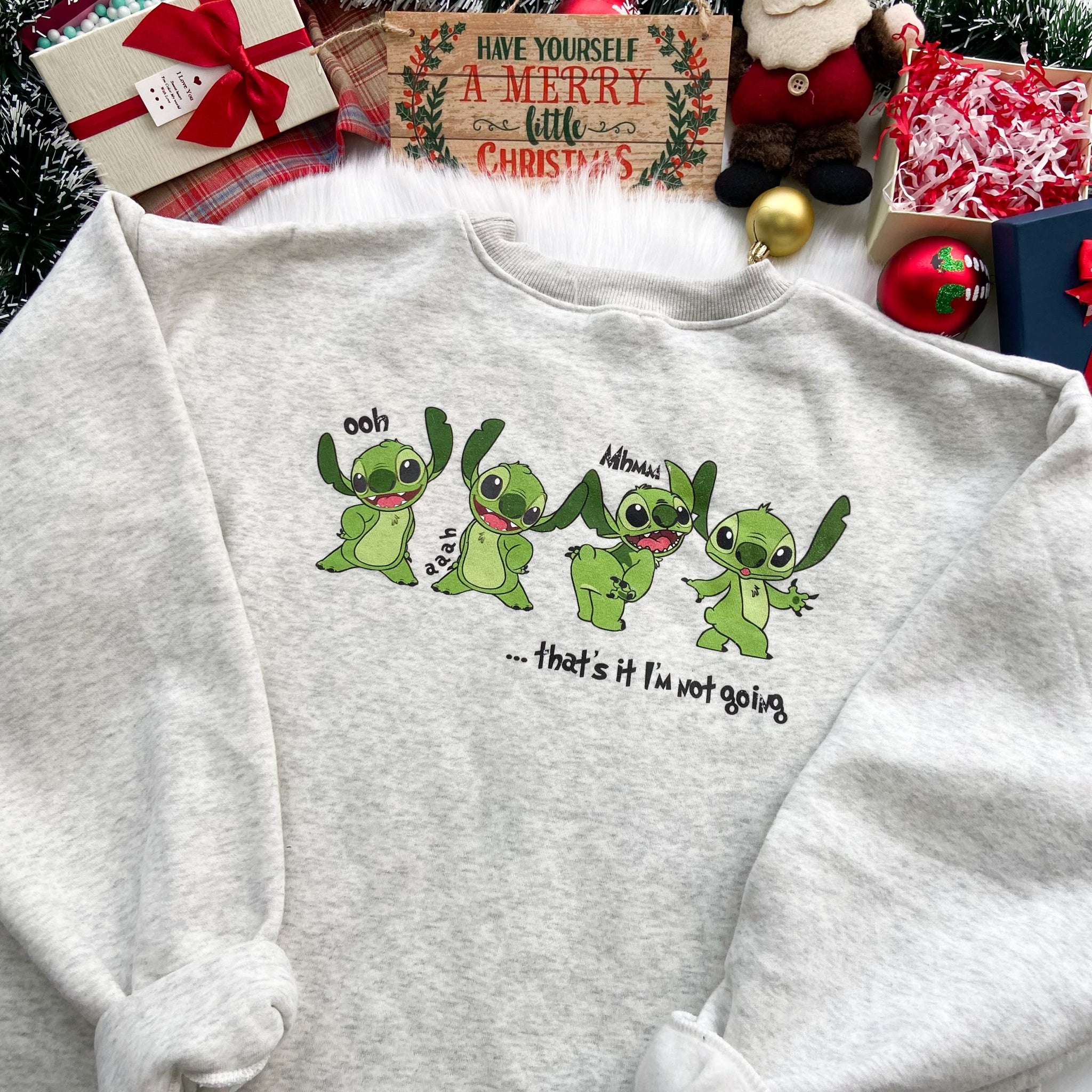 Stitch Grinch Not Going Christmas T-Shirt,Crewneck,Hoodie,TS-CT-836