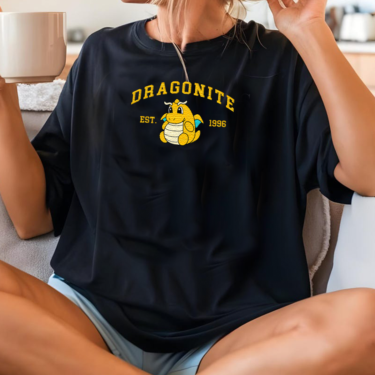 Dragonite-Q. Adorable Pokémon Anime-Themed Embroidered T-Shirt,Crewneck,Hoodie-Trendy Versatile and a Thoughtful Gift for Friends,ICE-918