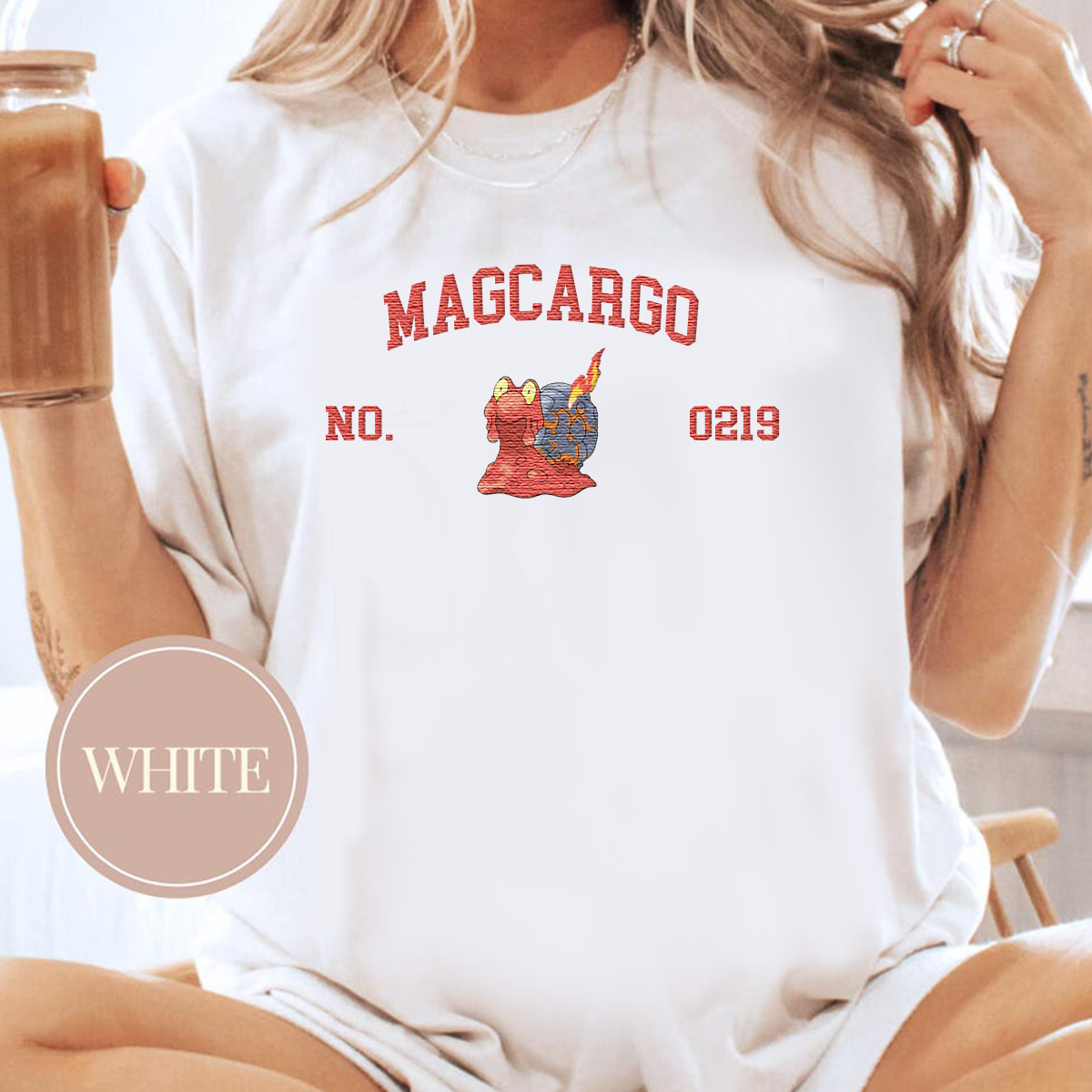 Magcargo Adorable Pokémon Anime-Themed Embroidered T-Shirt,Crewneck,Hoodie-Trendy Versatile and a Thoughtful Gift for Friends,ICE-1623