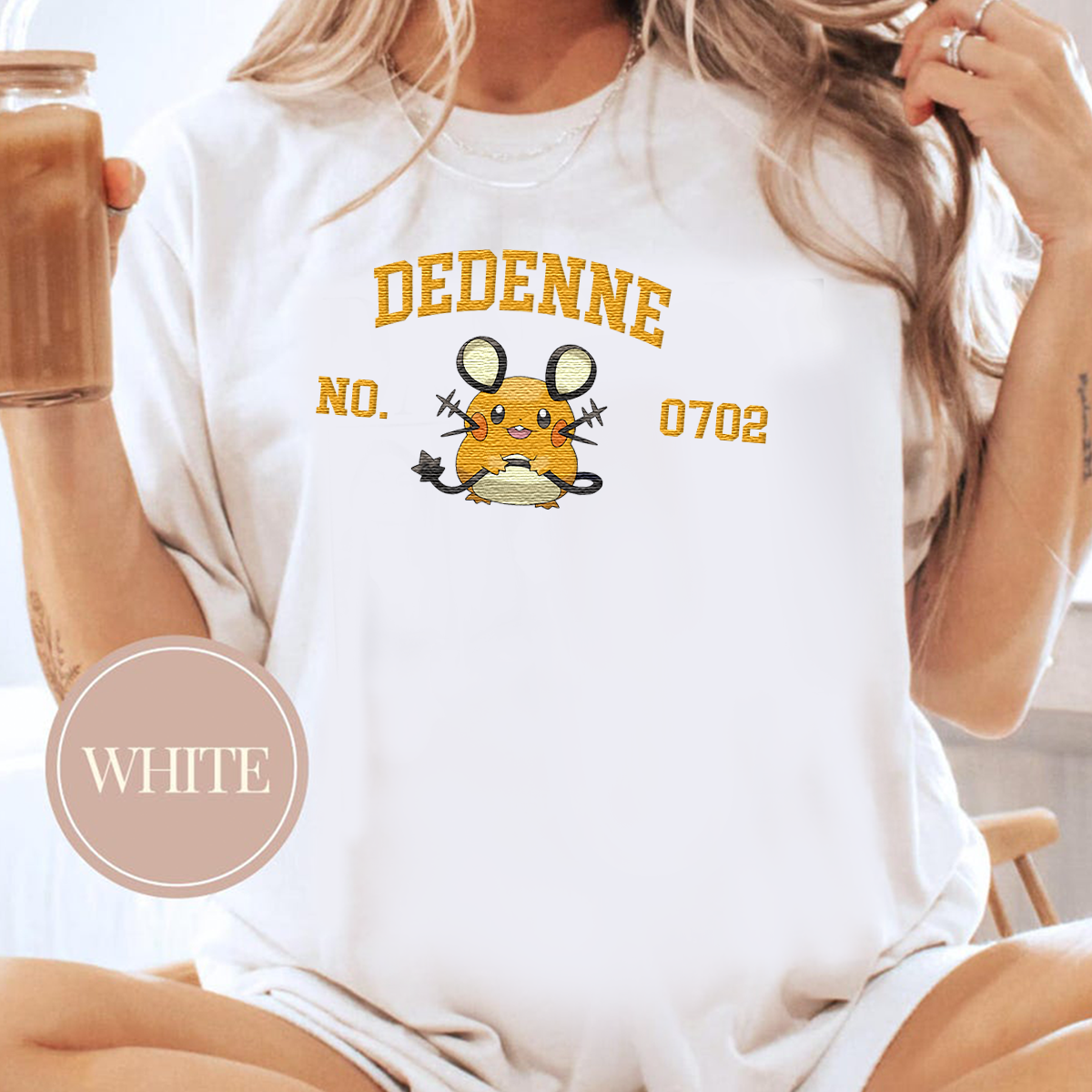 Dedenne Adorable Pokémon Anime-Themed Embroidered T-Shirt,Crewneck,Hoodie-Trendy Versatile and a Thoughtful Gift for Friends,ICE-1563