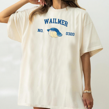 Wailmer Adorable Pokémon Anime-Themed Embroidered T-Shirt,Crewneck,Hoodie-Trendy Versatile and a Thoughtful Gift for Friends,ICE-1604