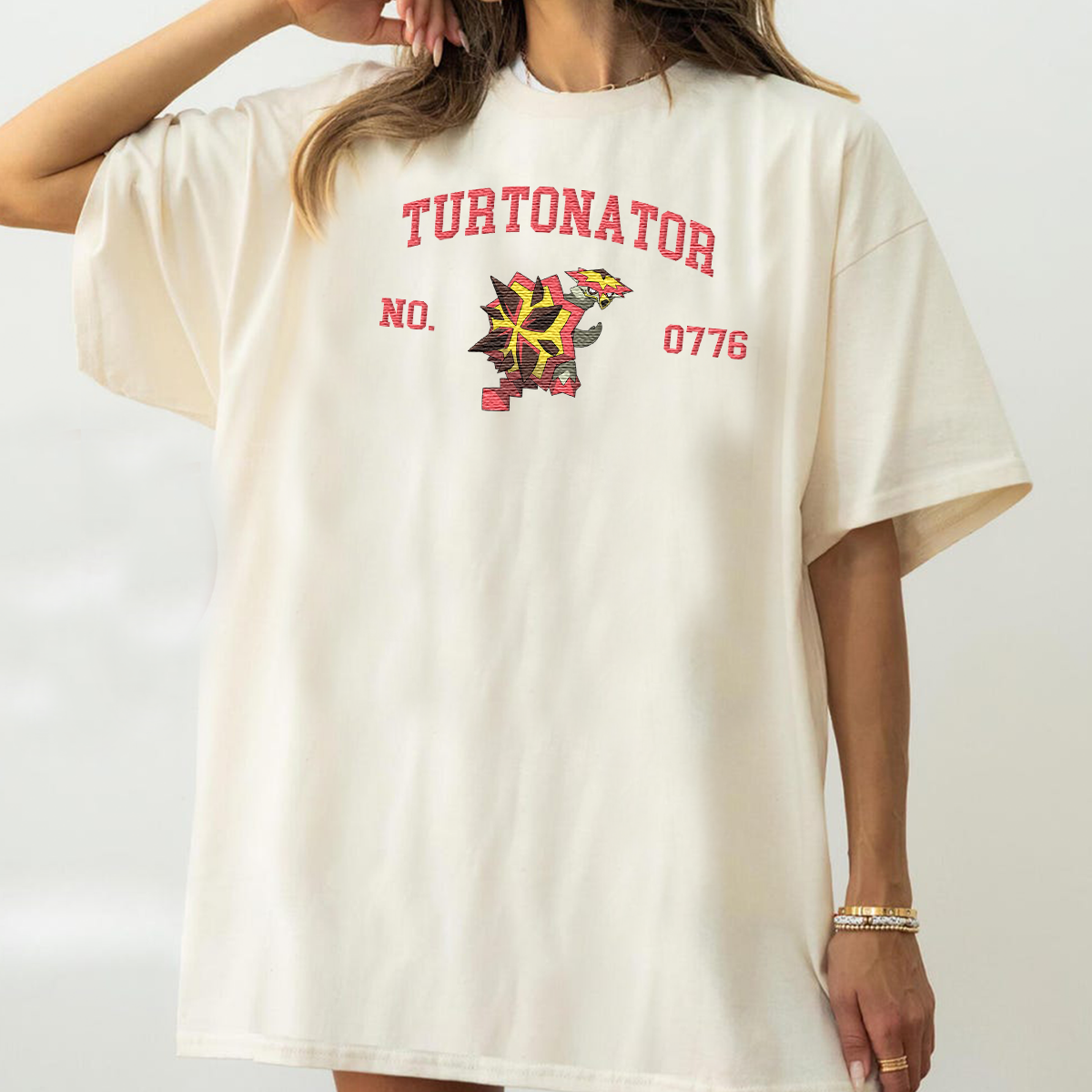 Turtonator Adorable Pokémon Anime-Themed Embroidered T-Shirt,Crewneck,Hoodie-Trendy Versatile and a Thoughtful Gift for Friends,ICE-1577