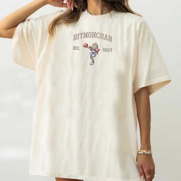 Hitmonchan Adorable Pokémon Anime-Themed Embroidered T-Shirt,Crewneck,Hoodie-Trendy Versatile and a Thoughtful Gift for Friends,ICE-1409