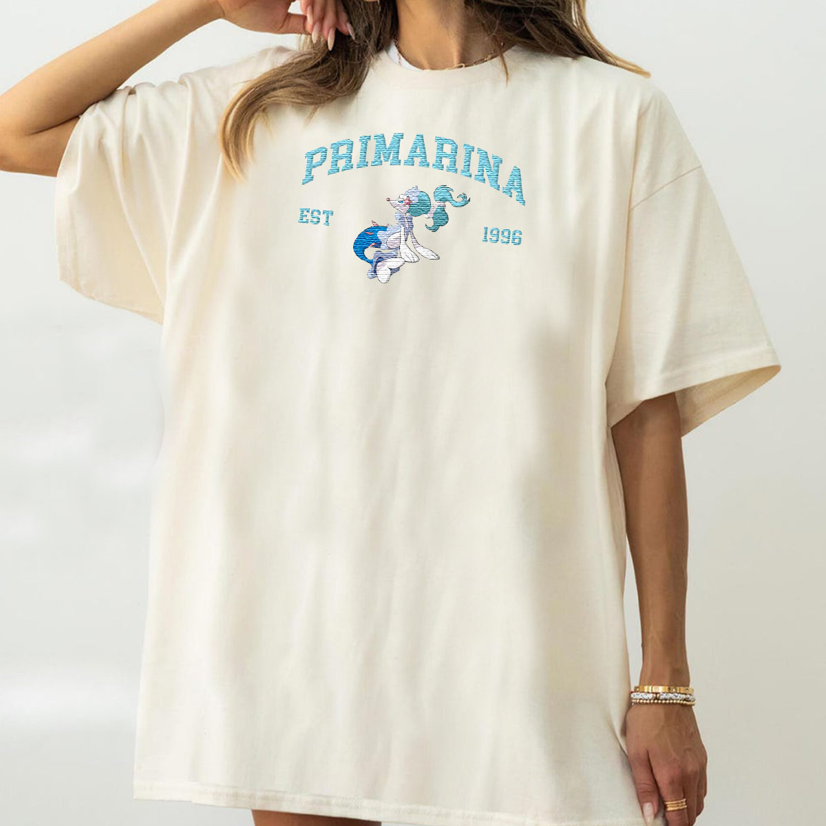 Primarina Adorable Pokémon Anime-Themed Embroidered T-Shirt,Crewneck,Hoodie-Trendy Versatile and a Thoughtful Gift for Friends,ICE-1024