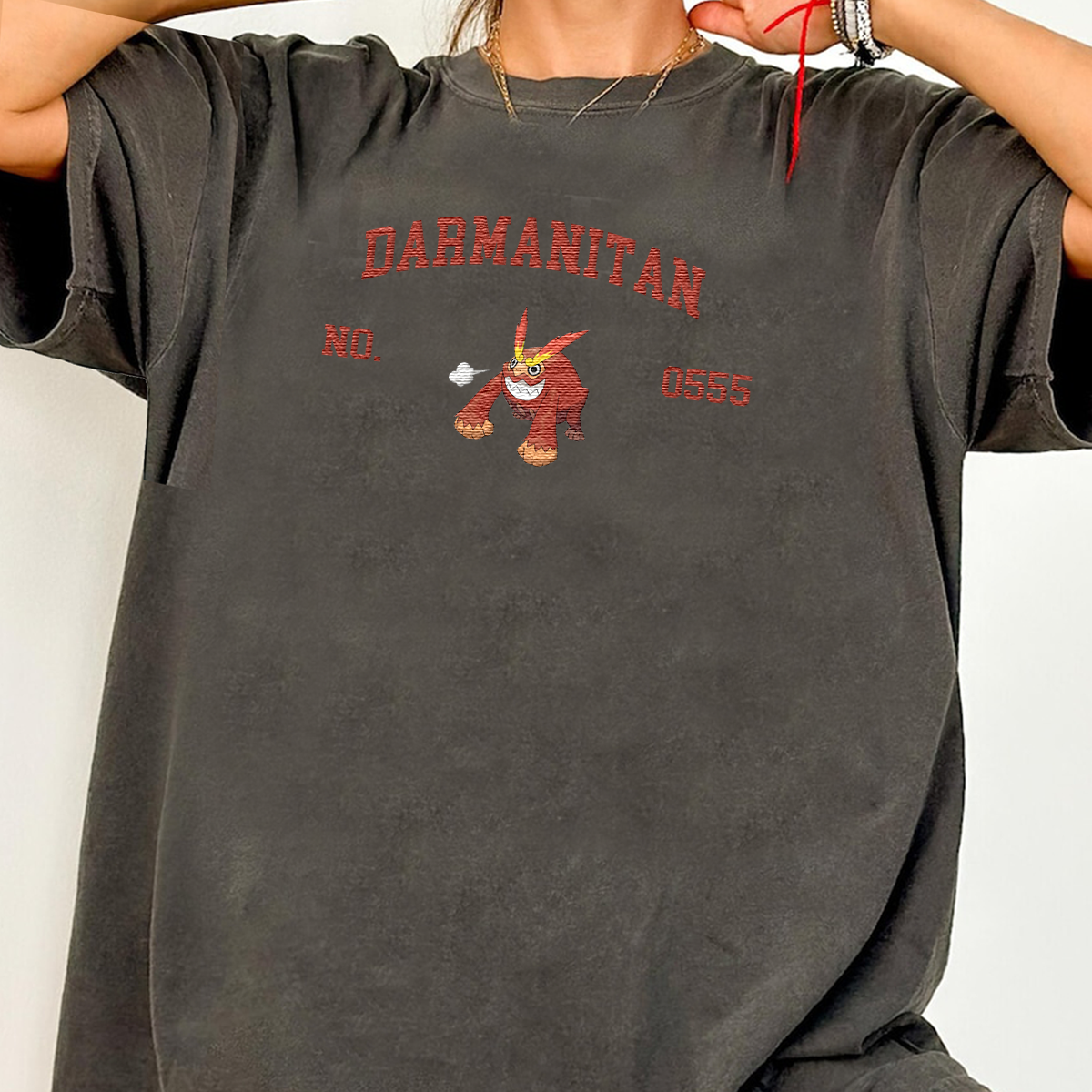 Darmanitan Adorable Pokémon Anime-Themed Embroidered T-Shirt,Crewneck,Hoodie-Trendy Versatile and a Thoughtful Gift for Friends,ICE-1658