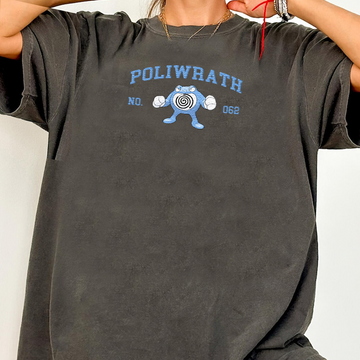 Poliwrath Adorable Pokémon Anime-Themed Embroidered T-Shirt,Crewneck,Hoodie-Trendy Versatile and a Thoughtful Gift for Friends,ICE-1216