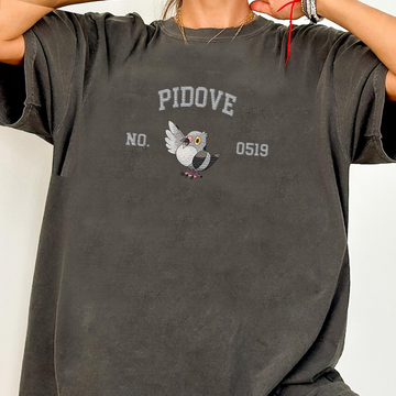 Pidove Adorable Pokémon Anime-Themed Embroidered T-Shirt,Crewneck,Hoodie-Trendy Versatile and a Thoughtful Gift for Friends,ICE-1650