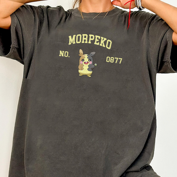 Morpeko Adorable Pokémon Anime-Themed Embroidered T-Shirt,Crewneck,Hoodie-Trendy Versatile and a Thoughtful Gift for Friends,ICE-1592