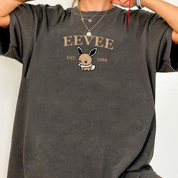 Eevee-Q. Adorable Pokémon Anime-Themed Embroidered T-Shirt,Crewneck,Hoodie-Trendy Versatile and a Thoughtful Gift for Friends,ICE-919