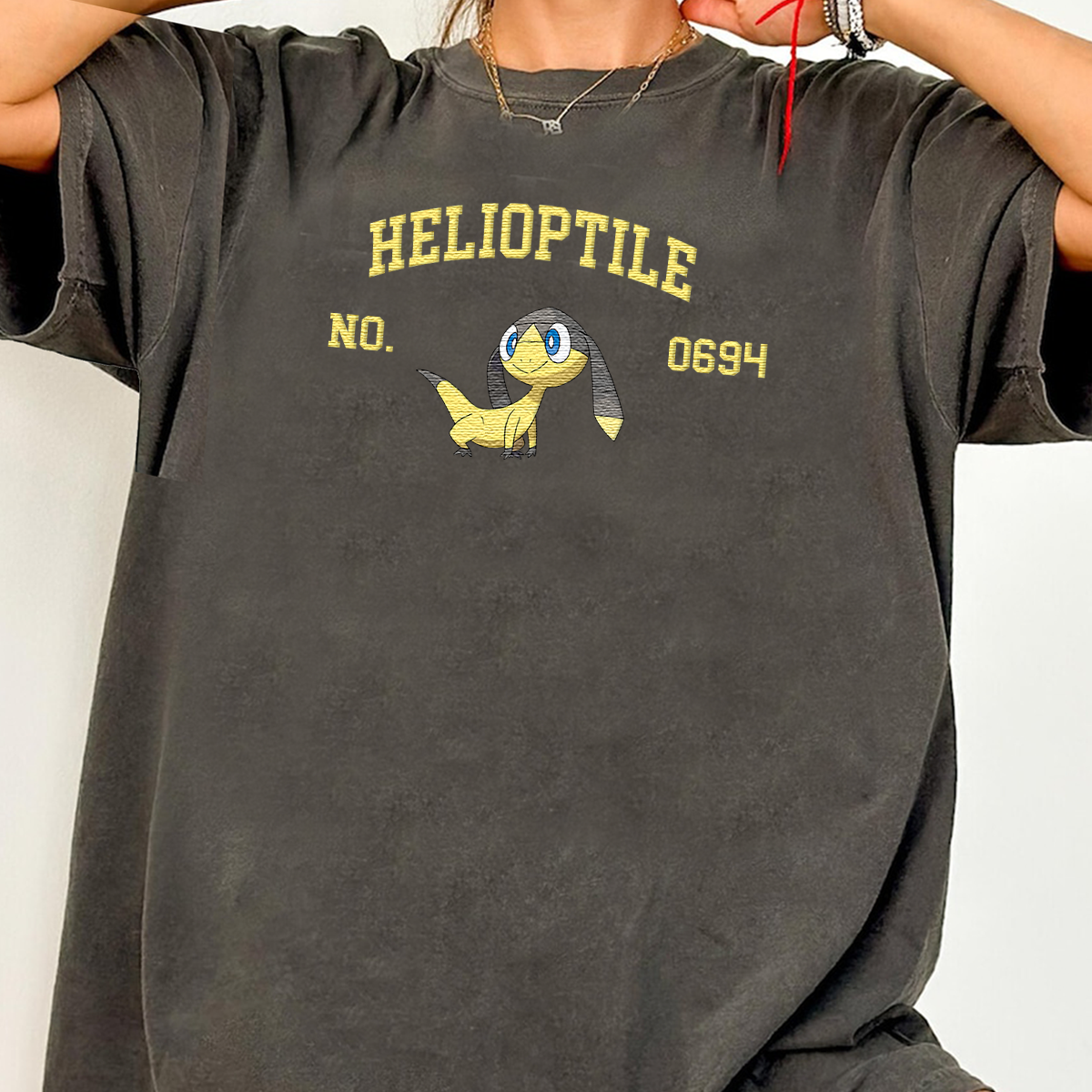 Helioptile Adorable Pokémon Anime-Themed Embroidered T-Shirt,Crewneck,Hoodie-Trendy Versatile and a Thoughtful Gift for Friends,ICE-1564