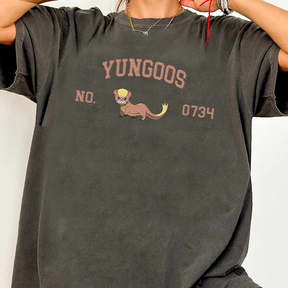 Yungoos Adorable Pokémon Anime-Themed Embroidered T-Shirt,Crewneck,Hoodie-Trendy Versatile and a Thoughtful Gift for Friends,ICE-1647