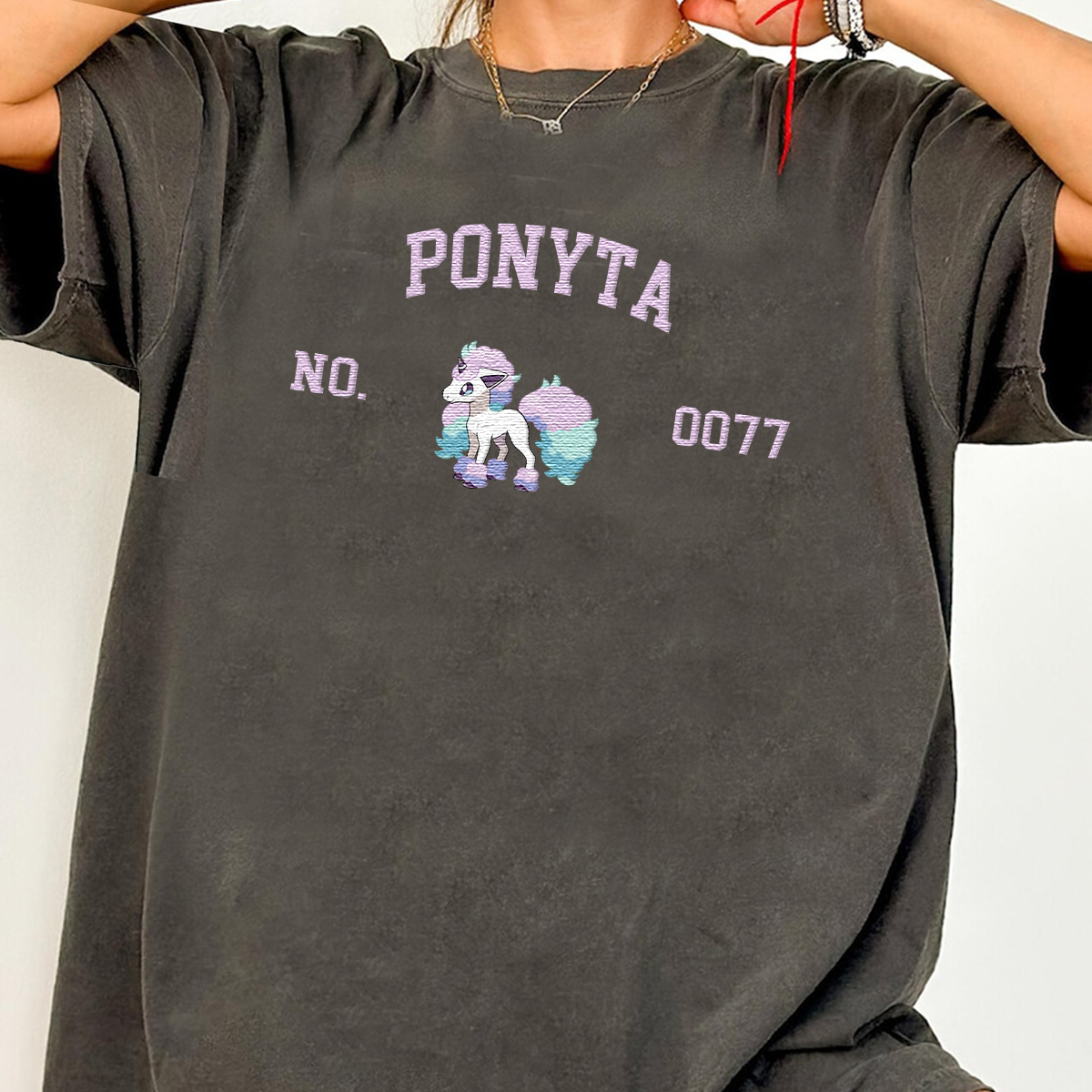Ponyta Adorable Pokémon Anime-Themed Embroidered T-Shirt,Crewneck,Hoodie-Trendy Versatile and a Thoughtful Gift for Friends,ICE-1626