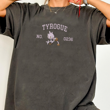 Tyrogue Adorable Pokémon Anime-Themed Embroidered T-Shirt,Crewneck,Hoodie-Trendy Versatile and a Thoughtful Gift for Friends,ICE-1411