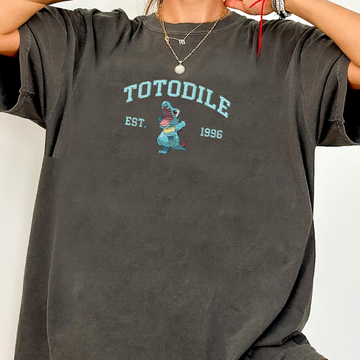 Totodile Adorable Pokémon Anime-Themed Embroidered T-Shirt,Crewneck,Hoodie-Trendy Versatile and a Thoughtful Gift for Friends,ICE-891