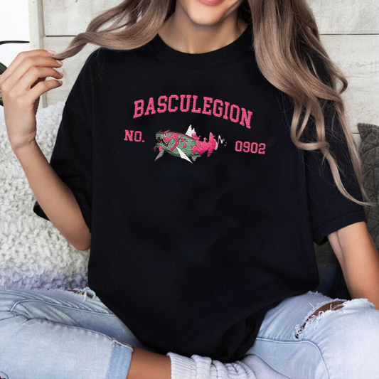 Basculegion Adorable Pokémon Anime-Themed Embroidered T-Shirt,Crewneck,Hoodie-Trendy Versatile and a Thoughtful Gift for Friends,ICE-1586