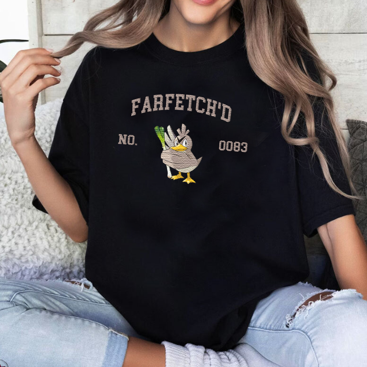 Farfetch'd Adorable Pokémon Anime-Themed Embroidered T-Shirt,Crewneck,Hoodie-Trendy Versatile and a Thoughtful Gift for Friends,ICE-1578