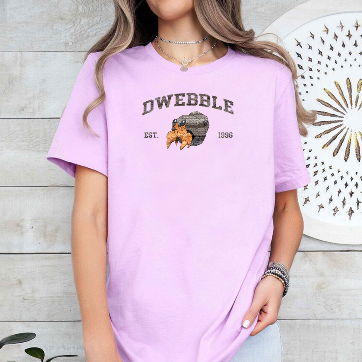 Dwebble Adorable Pokémon Anime-Themed Embroidered T-Shirt,Crewneck,Hoodie-Trendy Versatile and a Thoughtful Gift for Friends,ICE-1206