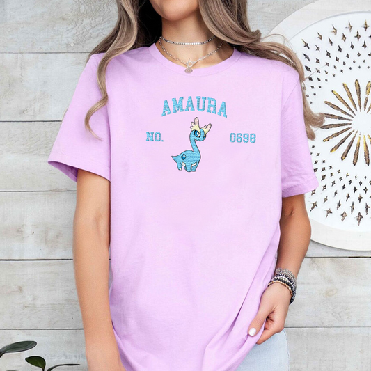 Amaura Adorable Pokémon Anime-Themed Embroidered T-Shirt,Crewneck,Hoodie-Trendy Versatile and a Thoughtful Gift for Friends,ICE-1568